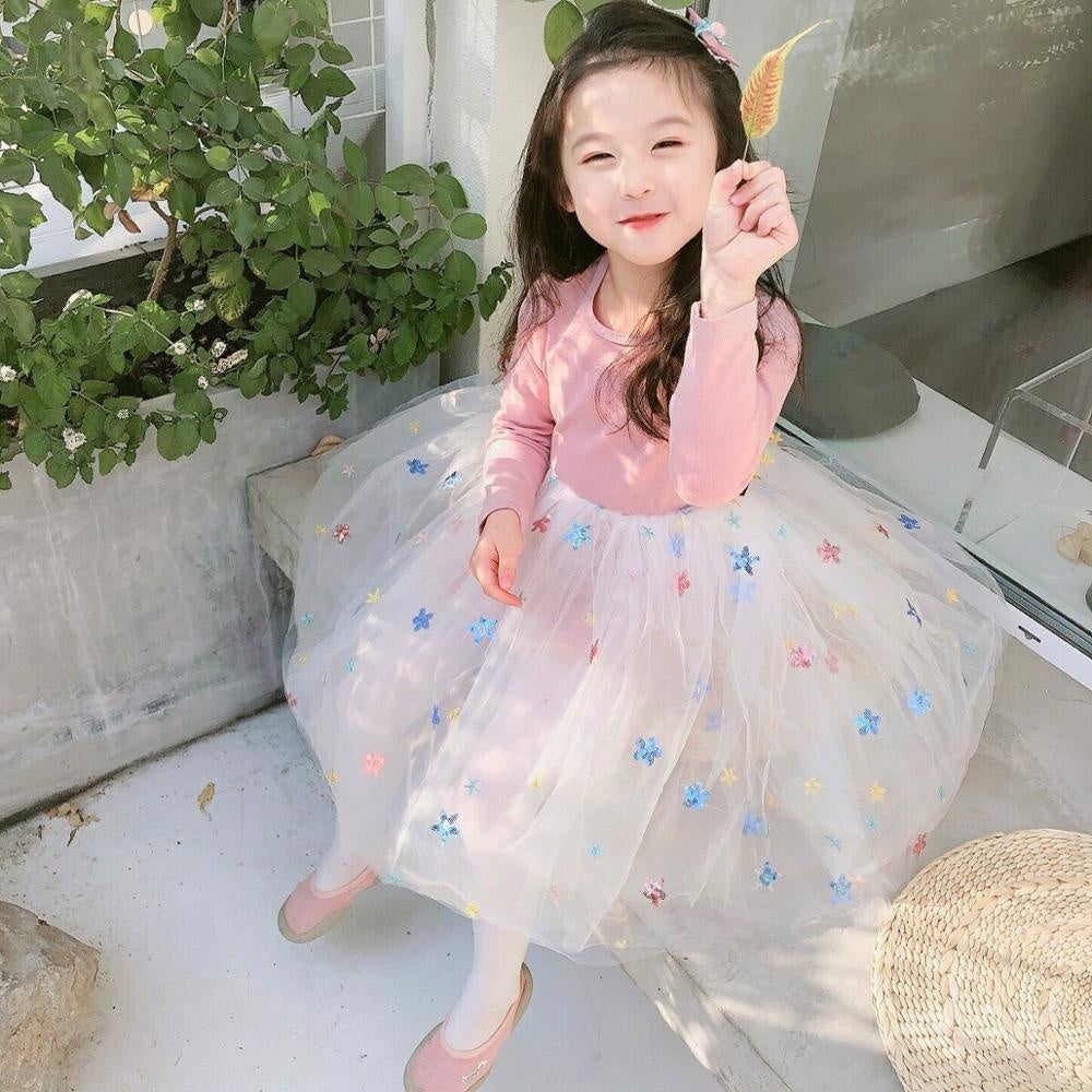 Fashion Girls Tutu Dress Fall Winter Dancing Birthday Princess Dresses 2-7T - MomyMall