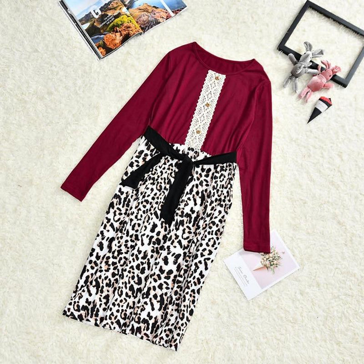 Fashion Leopard Patchwork Family Matching Mother Daughter Dress - MomyMall