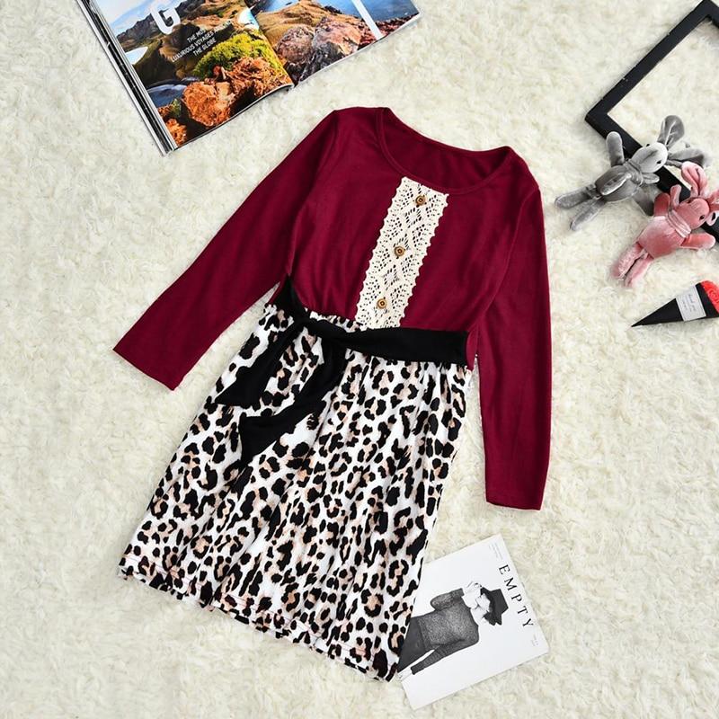 Fashion Leopard Patchwork Family Matching Mother Daughter Dress - MomyMall