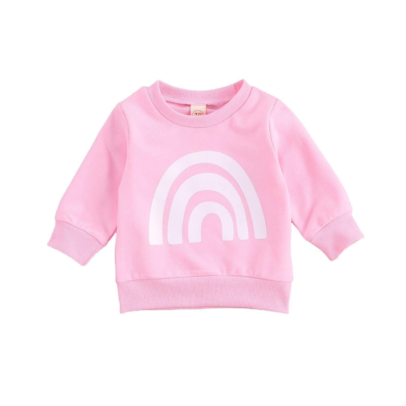 Baby Sweatshirts  Rainbow Print Long Sleeve Loose Shirt