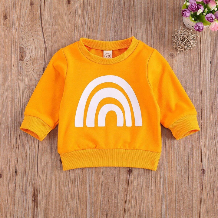 Baby Sweatshirts  Rainbow Print Long Sleeve Loose Shirt