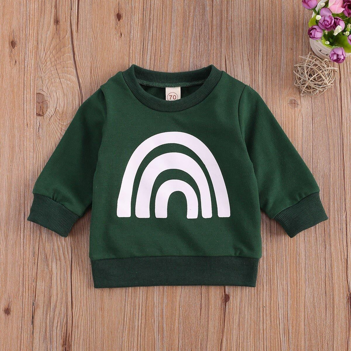 Baby Sweatshirts  Rainbow Print Long Sleeve Loose Shirt