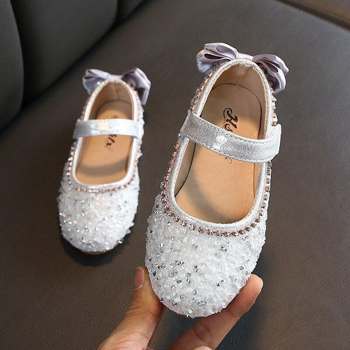 Kids Fashion Bow Wedding Shoes School Princess Leather Shoes 1 -11 Years - MomyMall silver / 3.5