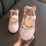 Kids Baby Girl Fashion Bow Wedding Shoes School Princess Leather Shoes - MomyMall