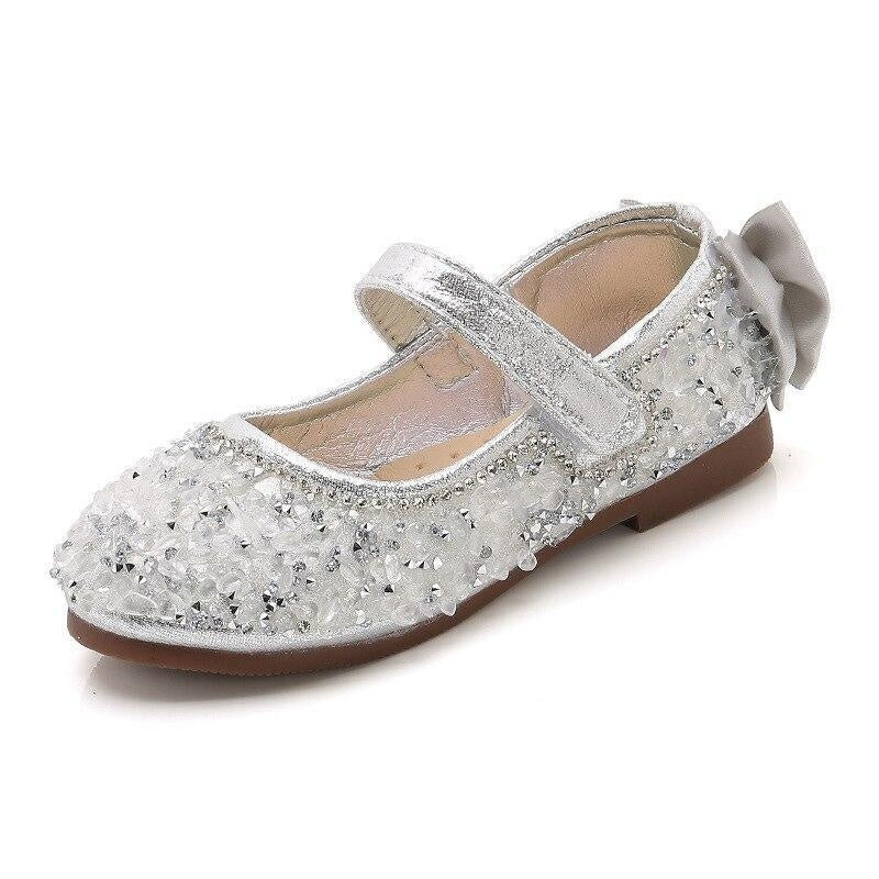 Girls Rhinestone Leather Princess Shoes - MomyMall