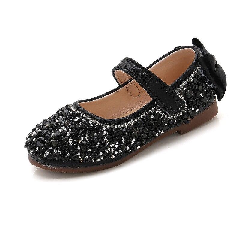 Girls Rhinestone Leather Princess Shoes - MomyMall