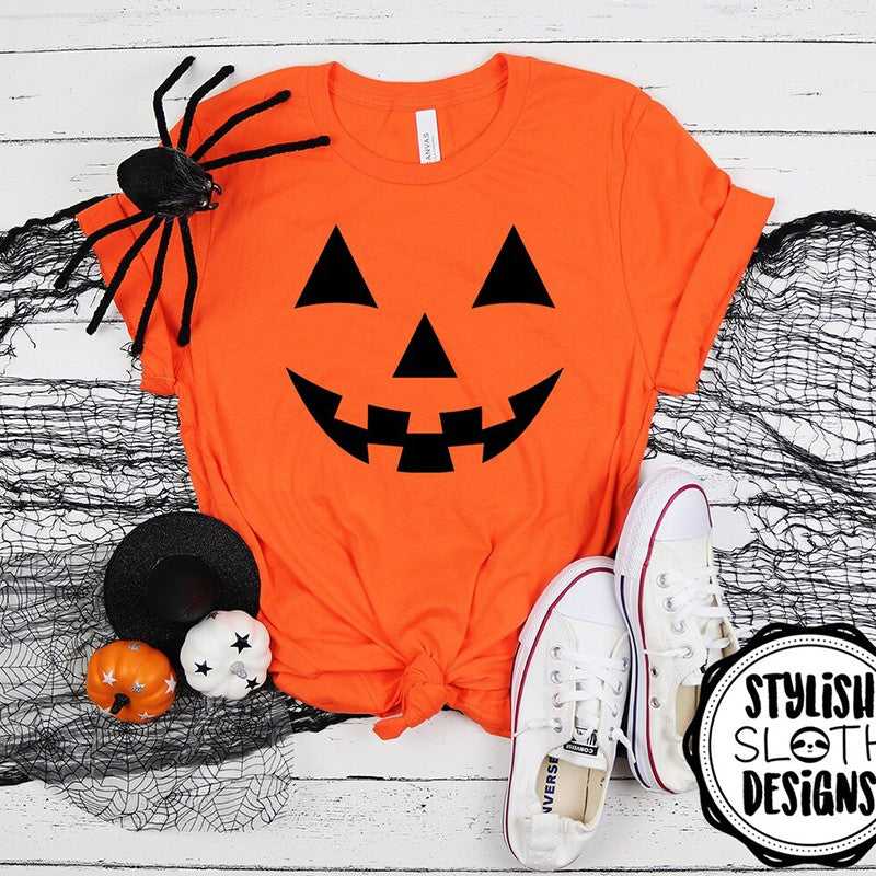 Funny Pumpkin Face Women T Shirts - MomyMall Orange / S