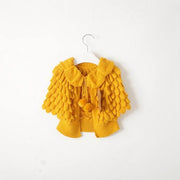 Girl Cardigan Autumn Knitting Wool Bat Sleeve Sweater 2-6Y - MomyMall Yellow / 2-3 Years
