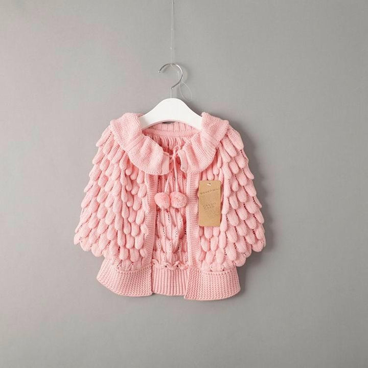 Girl Cardigan Autumn Knitting Wool Bat Sleeve Sweater 2-6Y - MomyMall Pink / 2-3 Years