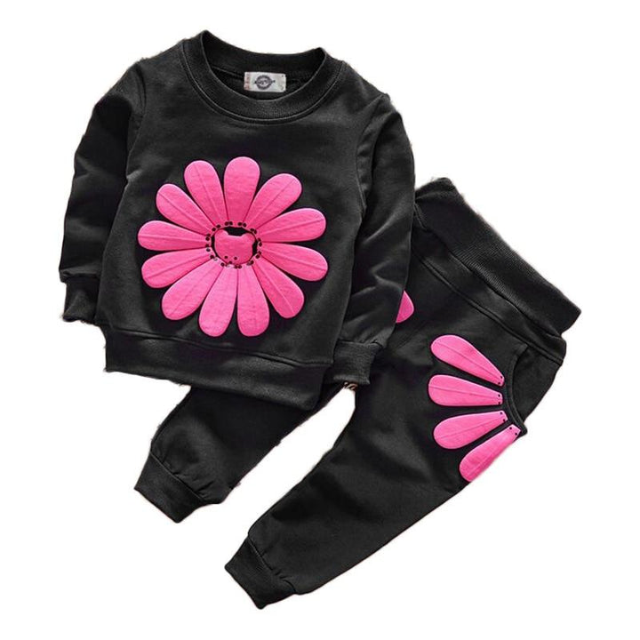 Girl Fashion Sun Flower Pattern Long Sleeve 2 Pcs Set For 2-5 Years - MomyMall