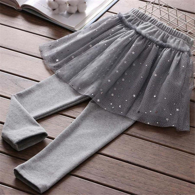 Girl Fashion Star Mesh Tutu Splice Skirt Pants Trousers