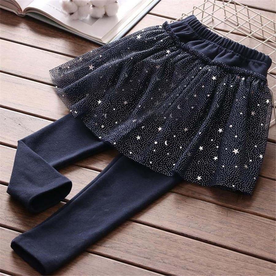 Girl Fashion Star Mesh Tutu Splice Skirt Pants Trousers