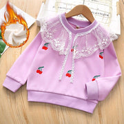 Kids Girl Lace Patchwork Printing Autumn Winter Sweatshirt 2-6 Years