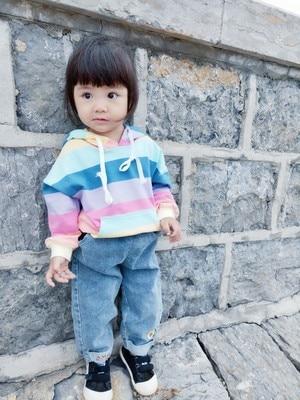 Baby Girl Hoodies Striped Rainbow Sweatshirt 1-6 Years