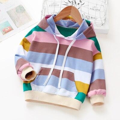 Baby Girl Hoodies Striped Rainbow Sweatshirt 1-6 Years