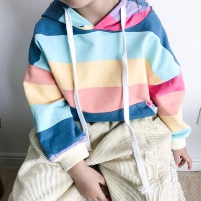 Baby Girl Hoodies Striped Rainbow Sweatshirt 1-6 Years