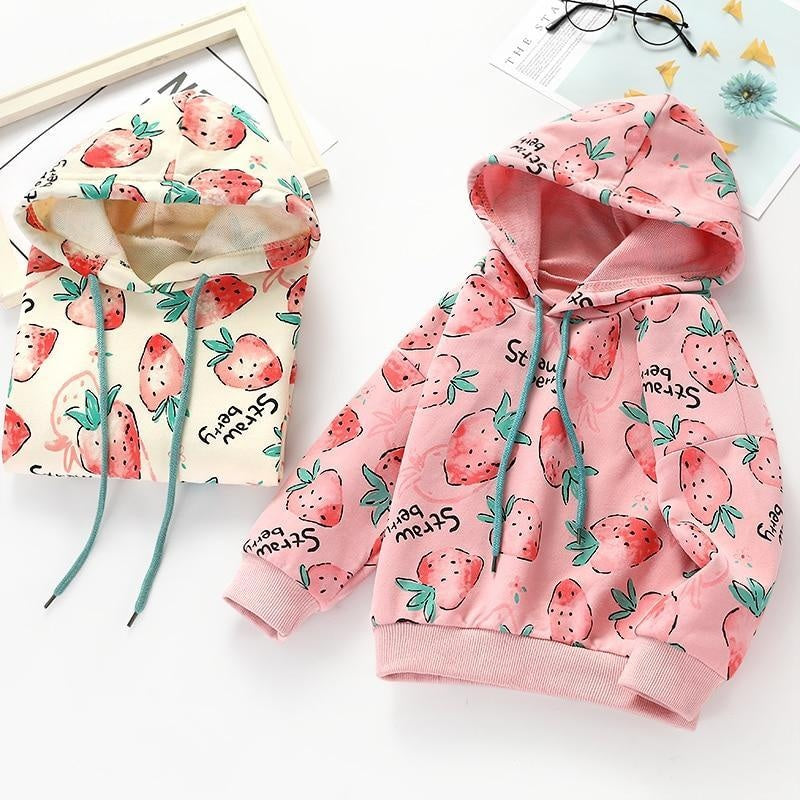 Girl Hoodie Strawberry Long Sleeve Sweatshirt Tops - MomyMall