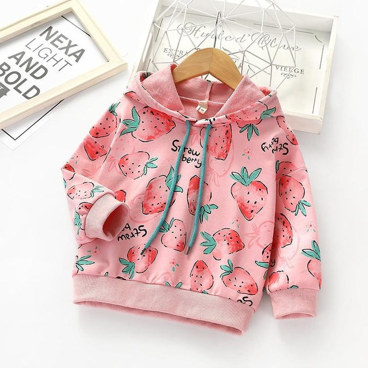 Girl Hoodie Strawberry Long Sleeve Sweatshirt Tops - MomyMall