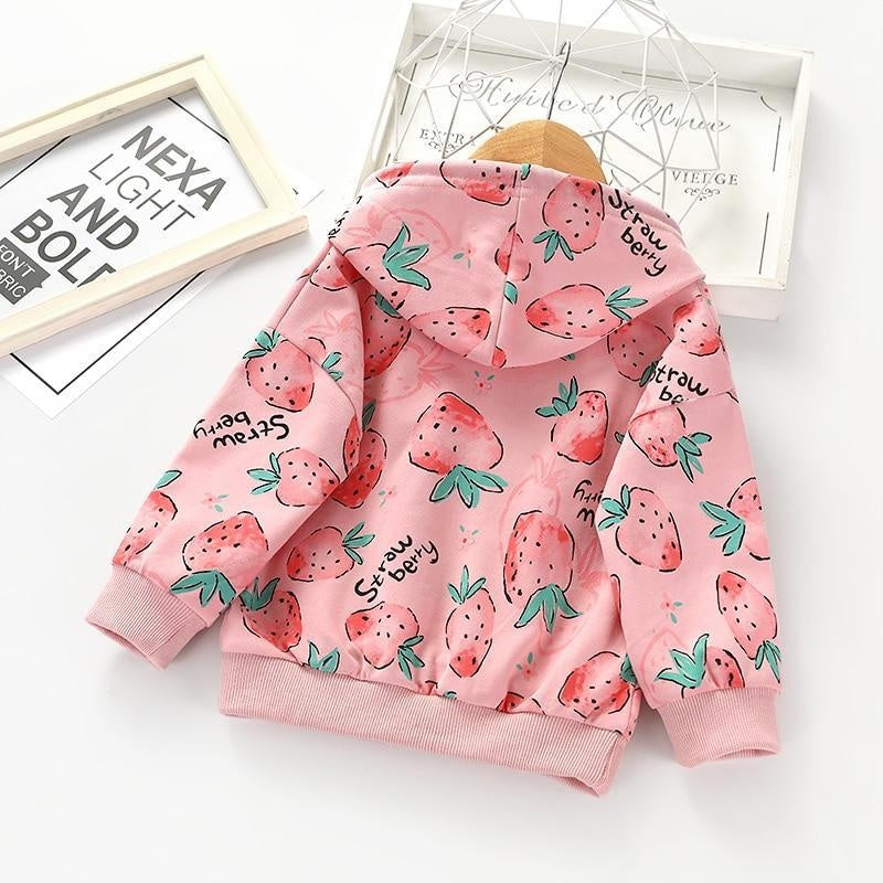 Girl Hoodie Strawberry Long Sleeve Sweatshirt Tops - MomyMall