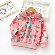Girl Hoodie Strawberry Long Sleeve Sweatshirt Tops - MomyMall Pink / 3-4 Years