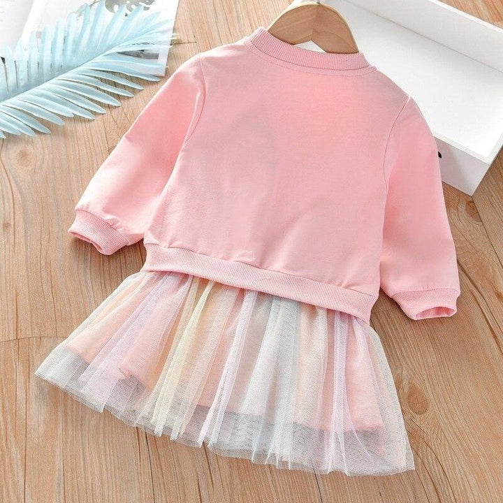 Girl Winter Unicorn Rainbow Tulle Dress 2Pcs 1-6 Years - MomyMall