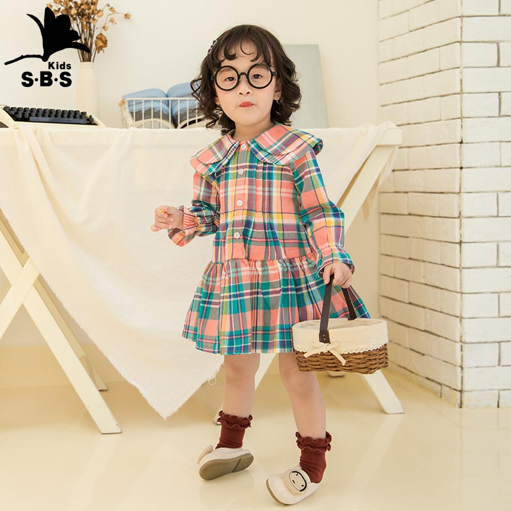 Girls Casual Rainbow with Plaid Printing Cotton Dress 1-6 Years - MomyMall