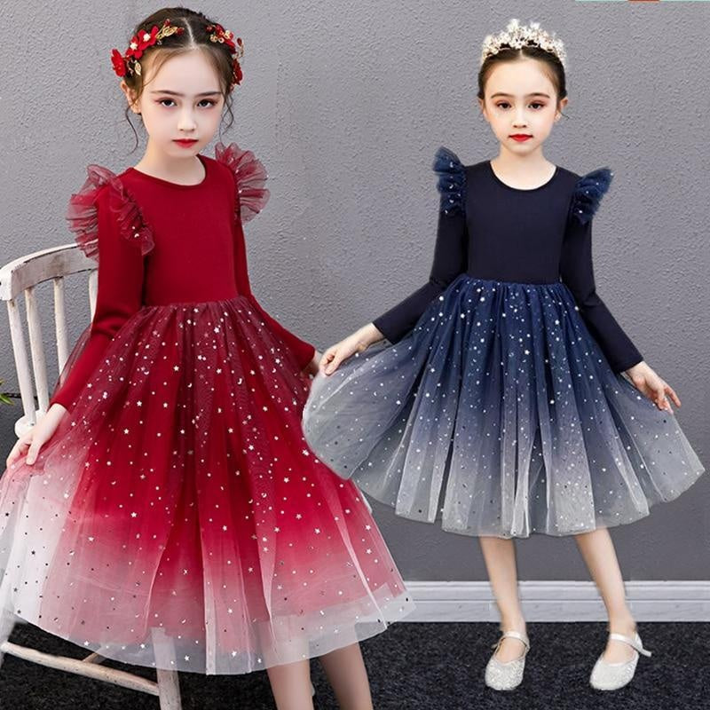 Girls Christmas Dress Long Sleeve Autumn Dress for Girls Winter New Year Costume 3-8Y - MomyMall