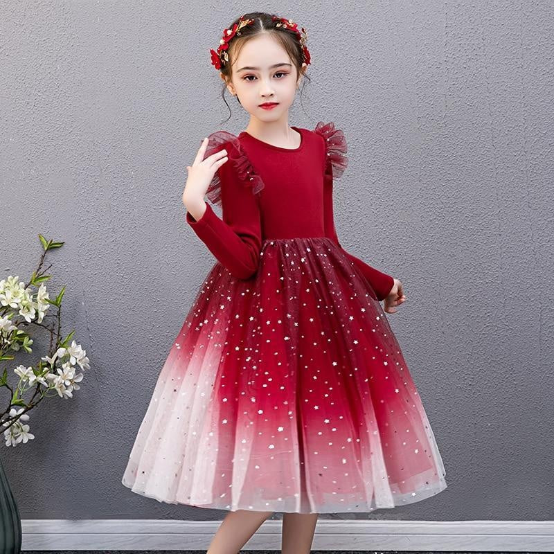 Girls Christmas Dress Long Sleeve Autumn Dress for Girls Winter New Year Costume 3-8Y - MomyMall