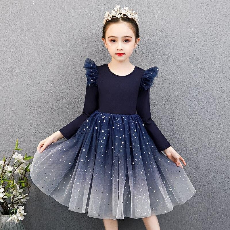 Girls Christmas Dress Long Sleeve Autumn Dress for Girls Winter New Year Costume 3-8Y - MomyMall