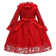 Girls Dresses Autumn Winter Wear Lace Princess Flower Dress - MomyMall