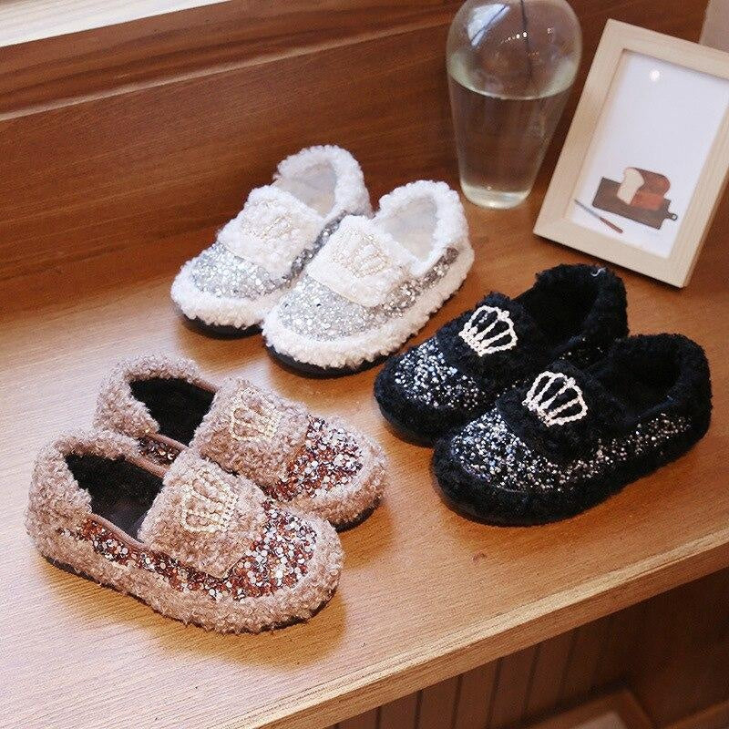 Baby Girls Hair Shoes Children Warm Princess Cotton Shoes