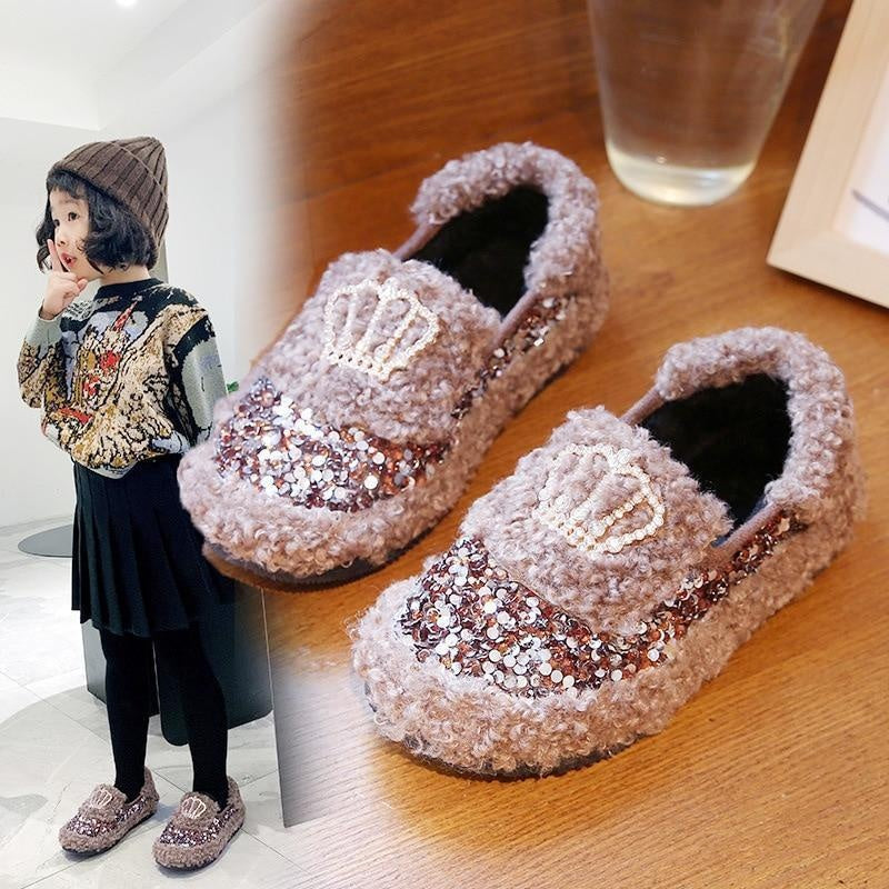 Baby Girls Hair Shoes Children Warm Princess Cotton Shoes