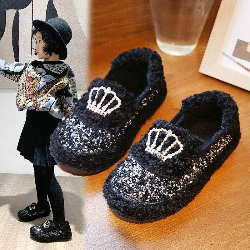 Baby Girls Hair Shoes Children Warm Princess Cotton Shoes