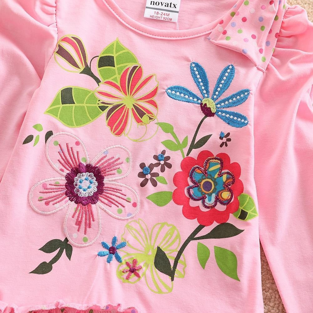 Girls Long Sleeve Spring Autumn New Embroidered Dress 2~8 Years