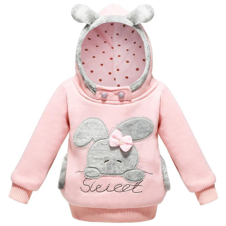 Girls Sweatshirt Cartoon Rabbit Hooded Coats - MomyMall Pink / 1-2T
