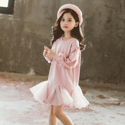 Girls Dress Tutu Lace Long Sleeve Elegant Fashion Dresses 4-14 Years - MomyMall