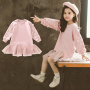 Girls Dress Tutu Lace Long Sleeve Elegant Fashion Dresses 4-14 Years - MomyMall