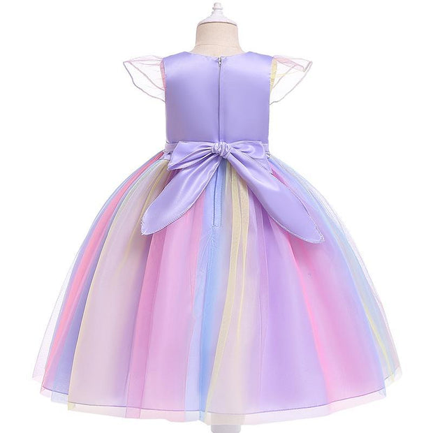 Girls Unicorn Dress Gown Birthday Party Fantasy Princess Dresses - MomyMall
