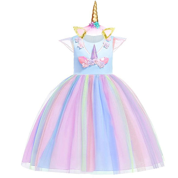Girls Unicorn Dress Gown Birthday Party Fantasy Princess Dresses by MomyMall Girls Unicorn Dress Gown Birthday Party Fantasy Princess Dresses by MomyMall