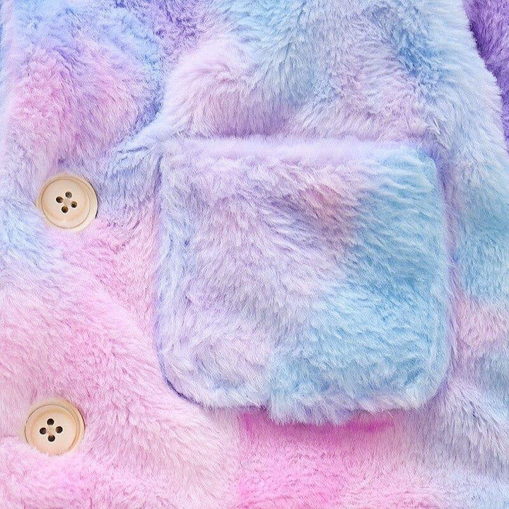 Girls Coat Winter Colorful Fur Cotton Padded Thicken Warm Coats - MomyMall