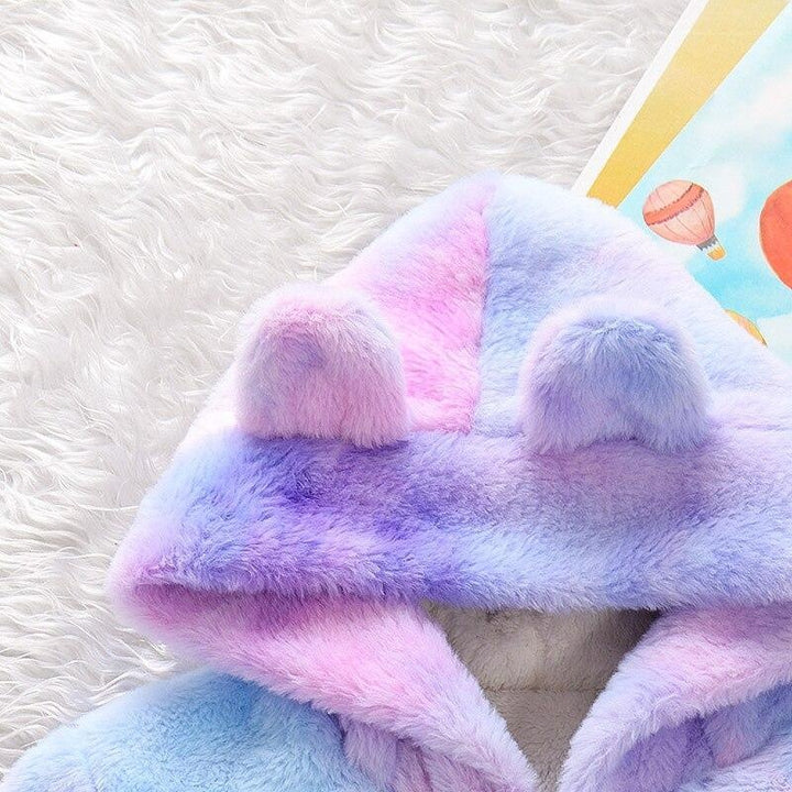 Girls Coat Winter Colorful Fur Cotton Padded Thicken Warm Coats - MomyMall