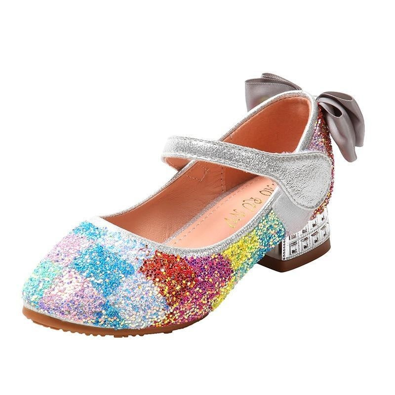 Girls Dance Shoes Sequins Crystal Heels Shoes