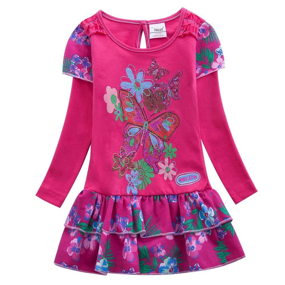 Girls Long-sleeved Spring  Autumn Embroidered Leisure Dresses