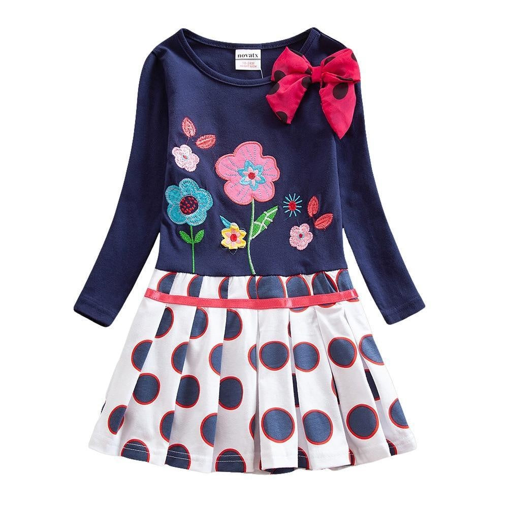 Girls Long-sleeved Spring  Autumn Embroidered Leisure Dresses