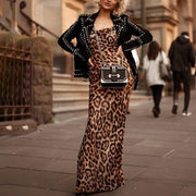 Bodycon Leopard Print Maxi Dress - MomyMall BROWN / S