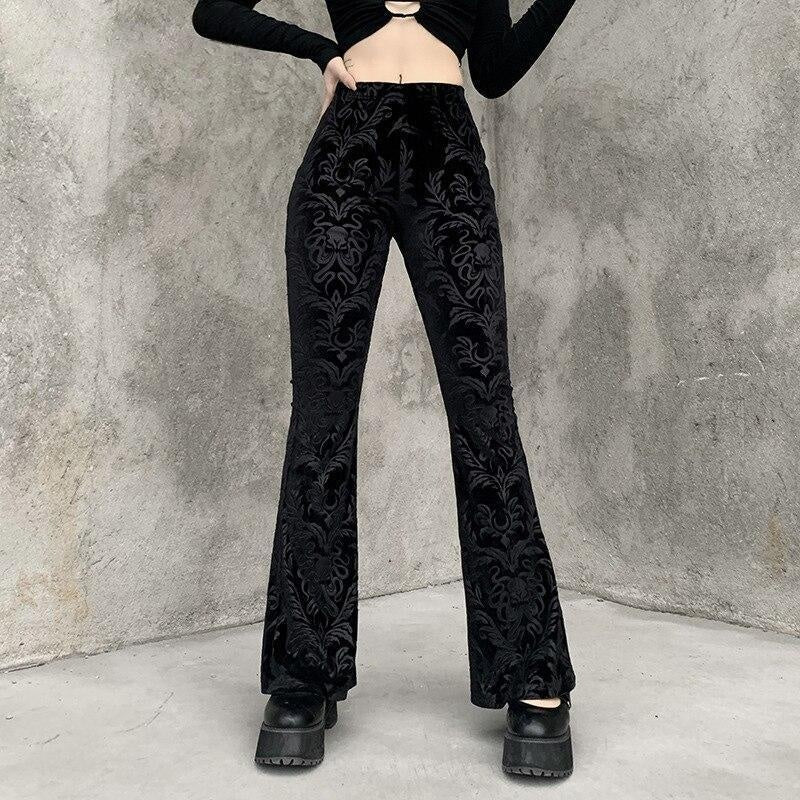 High Waist Loungewear Flare Trousers With Floral Pattern