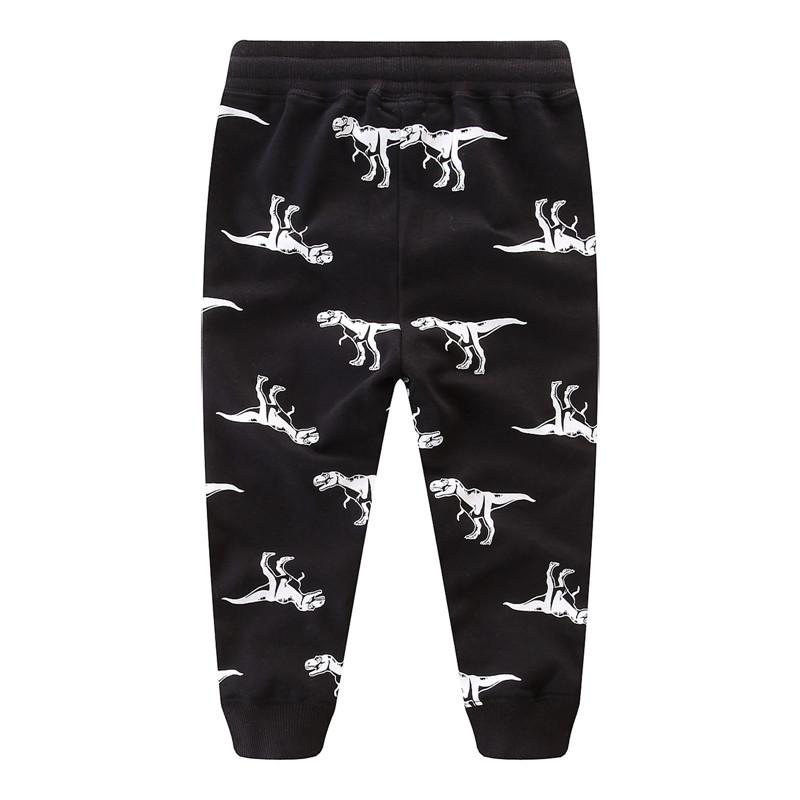 Kids Boy Lace-up Cartoon Dinosaur Tiger Printed Side Pocket Jogger Trousers