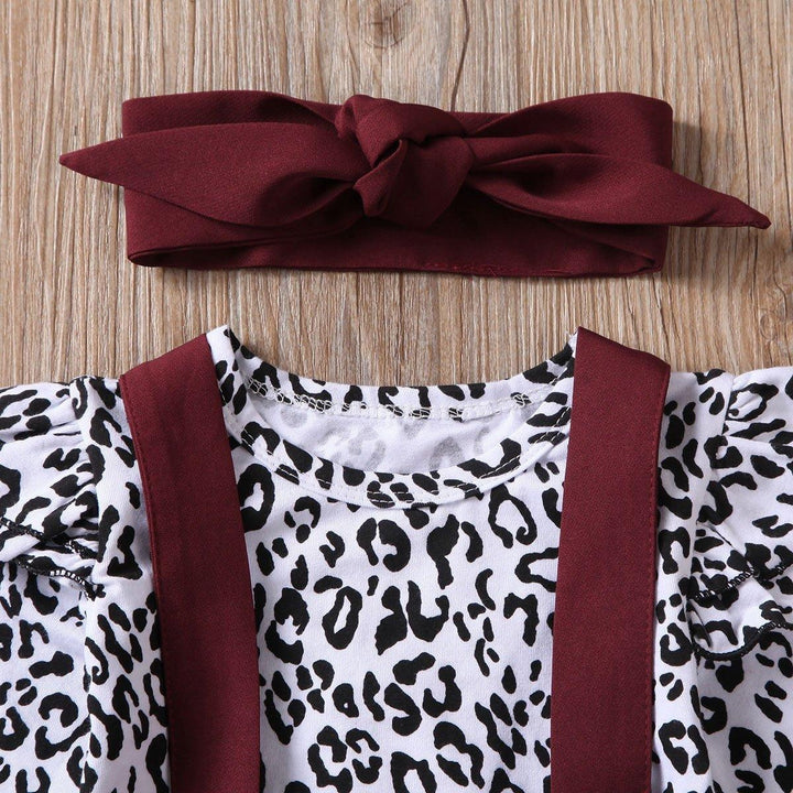 Baby Girl Leopard Set Autumn Long Sleeve Romper Ruffles Skirts Outfits 0-24M - MomyMall