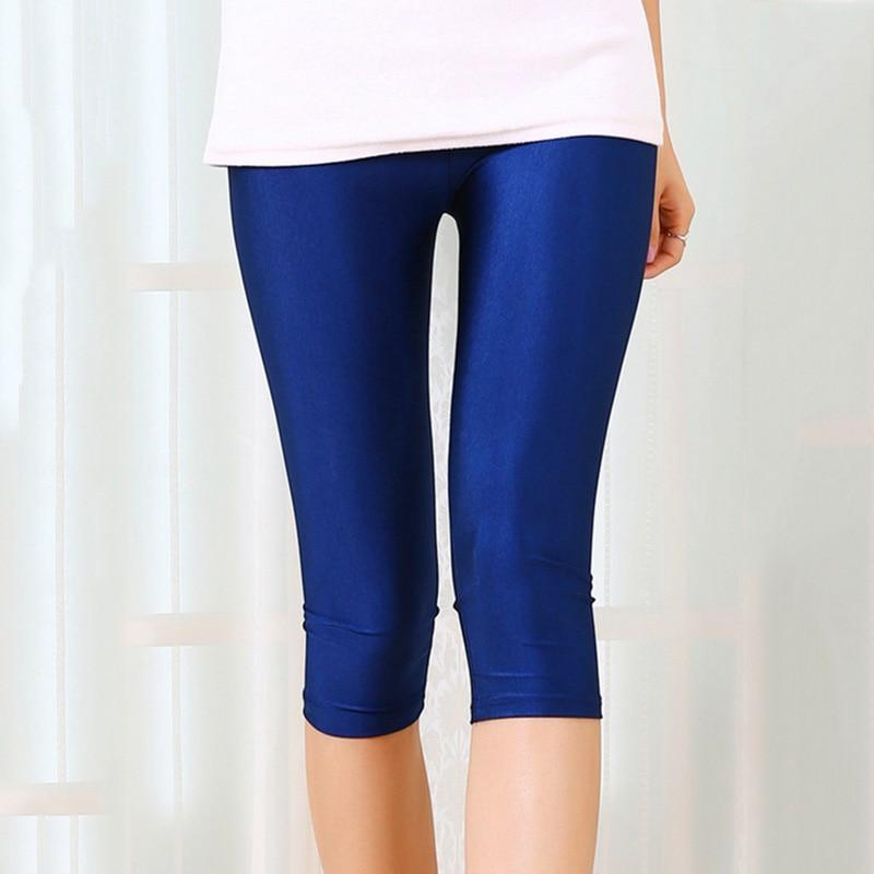 High Waist Shiny Plus Size Capri Leggings - MomyMall