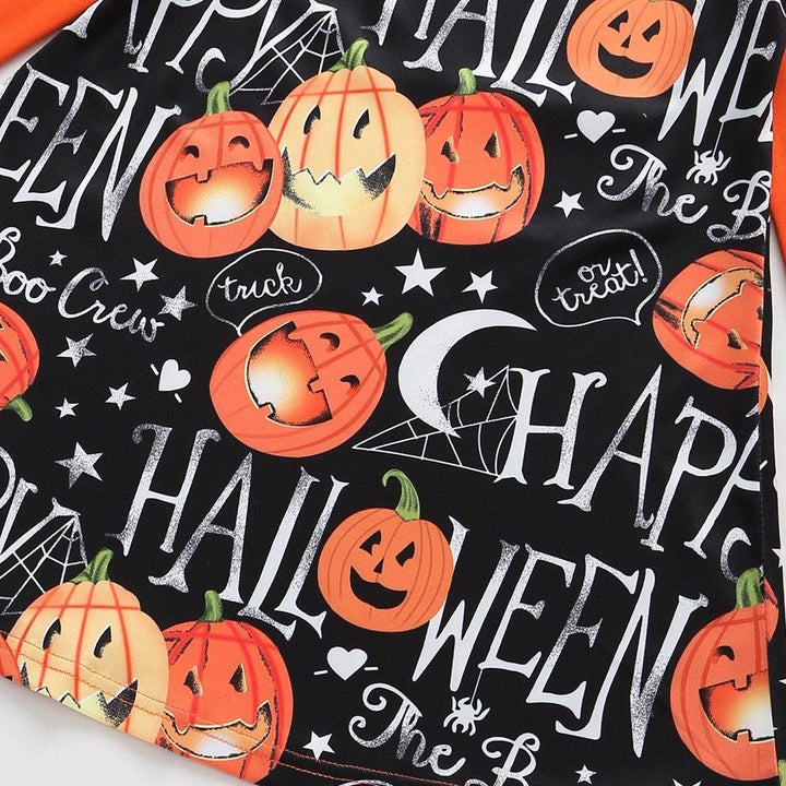 Girls Dress Long Sleeve Cartoon Halloween Print Costume 1-4 Years - MomyMall